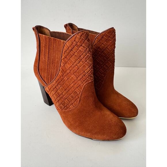 Elliott Lucca Women's Ankle Boots Size 9 Rust Suede High Heel Western Style - Picture 4 of 5